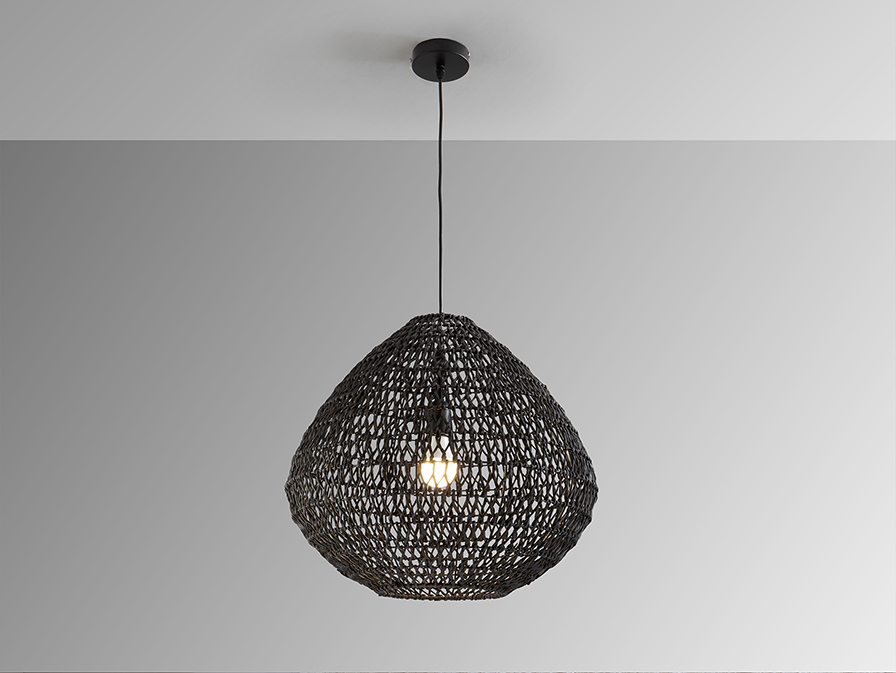 Schuller Lighting 1 Light Pendants Maon 408725  MAON - LAMP BLACK CORDED PAPER