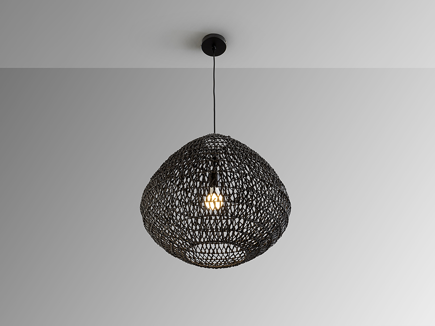 Schuller Lighting 1 Light Pendants Maon 408725  MAON - LAMP BLACK CORDED PAPER