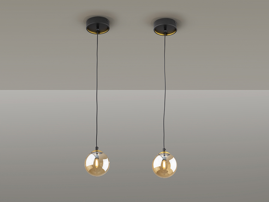 Schuller  1 Light Pendants Dark 439428  ·DARK· LAMP 1L., 12D, BLACK-BRASS