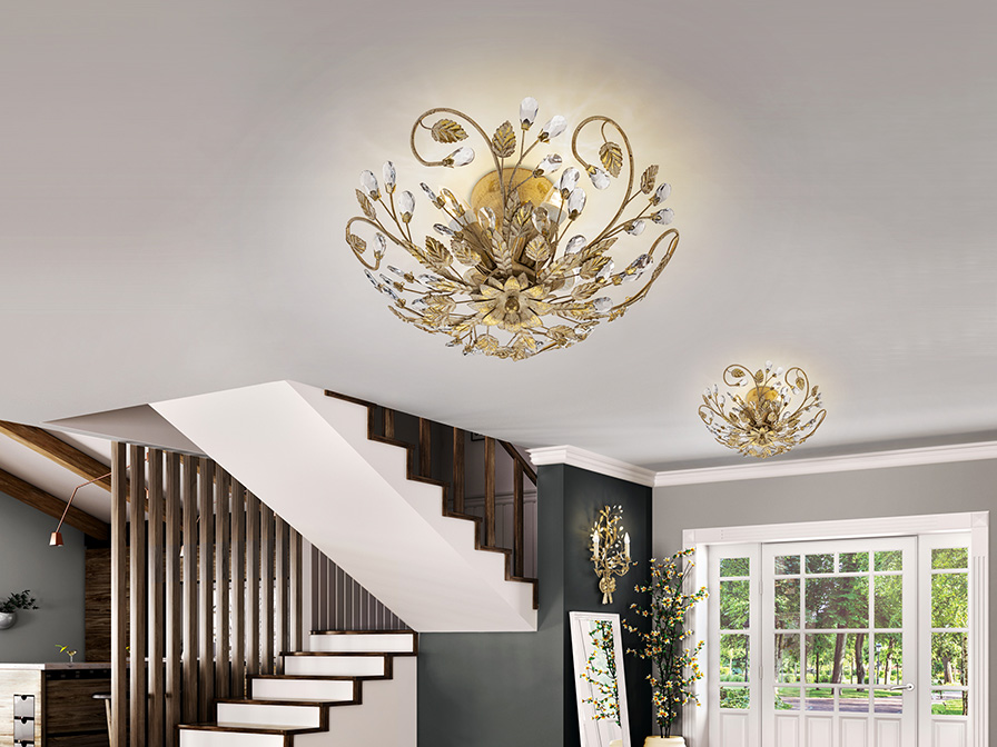 Schuller Lighting Flush Ceiling Lamps Verdi 481541  ·VERDI· CEILING LAMP 4L. IVORY/GOLD