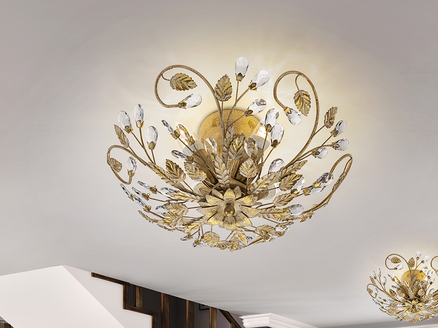 Schuller Lighting Flush Ceiling Lamps Verdi 481541  ·VERDI· CEILING LAMP 4L. IVORY/GOLD