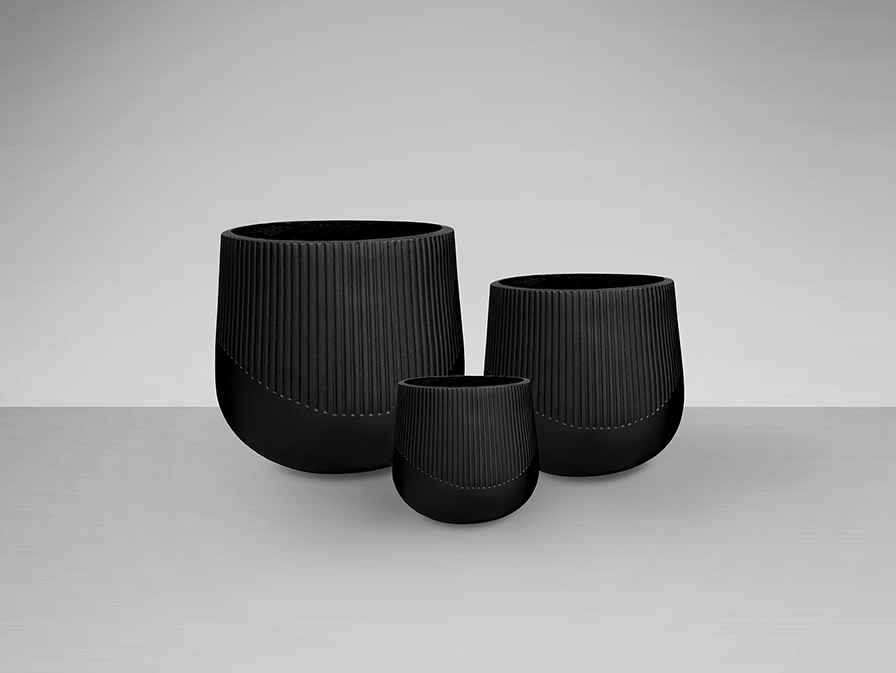 Schuller Decoration,mirrors and.. Flowerpots Kioto 495080  KIOTO - SET 3 PLANTERS-BLACK