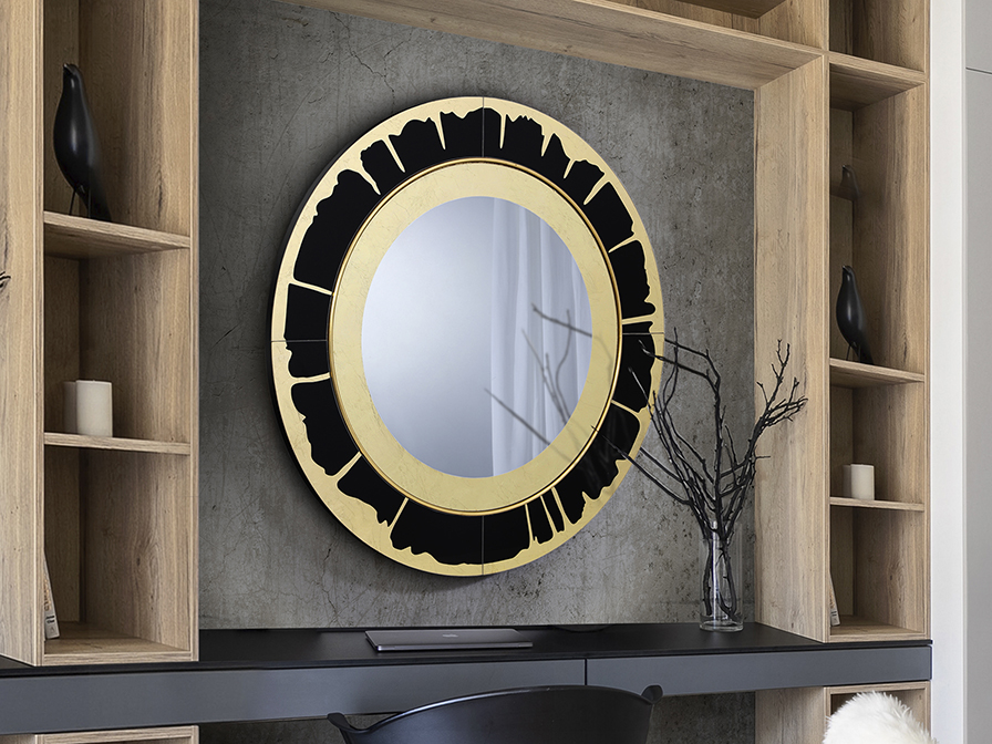 Schuller Decoration,mirrors and.. Glass mirrors Ocaso 513979  OCASO - MIRROR GOLD LEAVES-BLACK D90