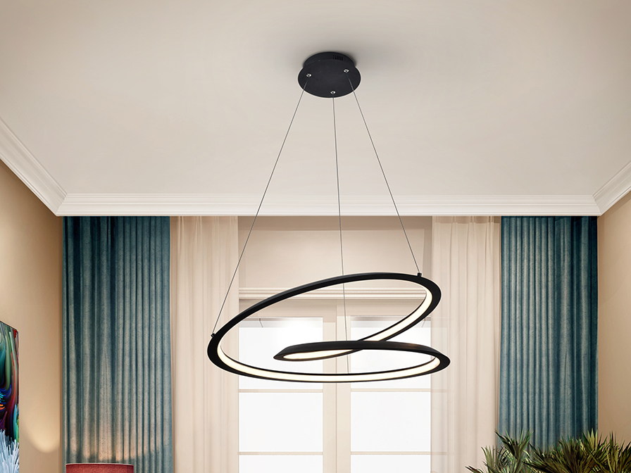 Schuller Lighting Pendants Looping 527583  ·LOOPING· LAMP, BLACK, Ø60