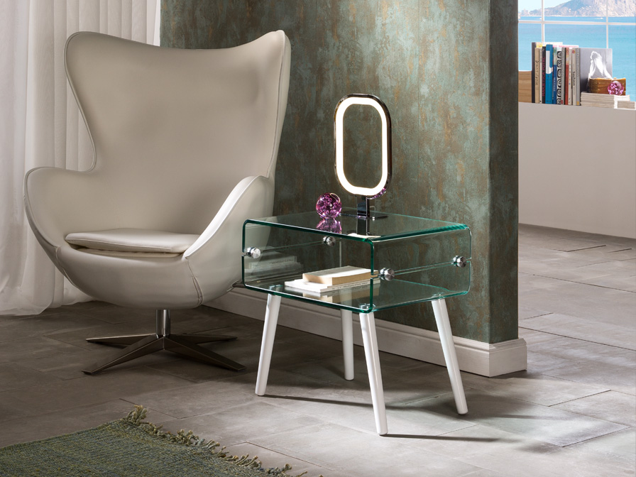 Schuller Furniture and decoration Side tables Glass II 552933  ·GLASS II·SIDE TABLE,WHITE LEG