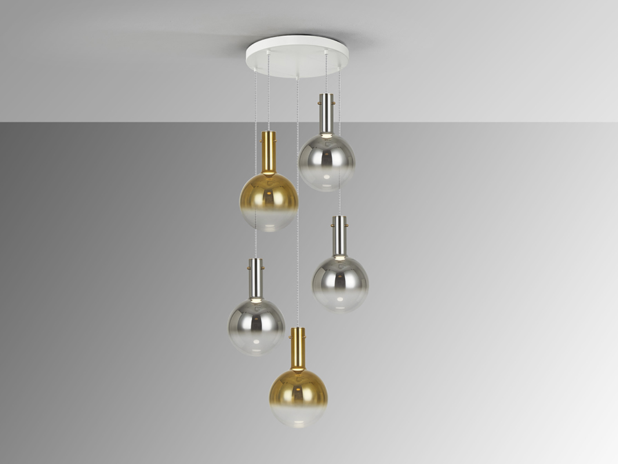 Schuller  Pendants Matices 553869  MATICES- LAMP 5L WHITE-SMOKE-GOLD