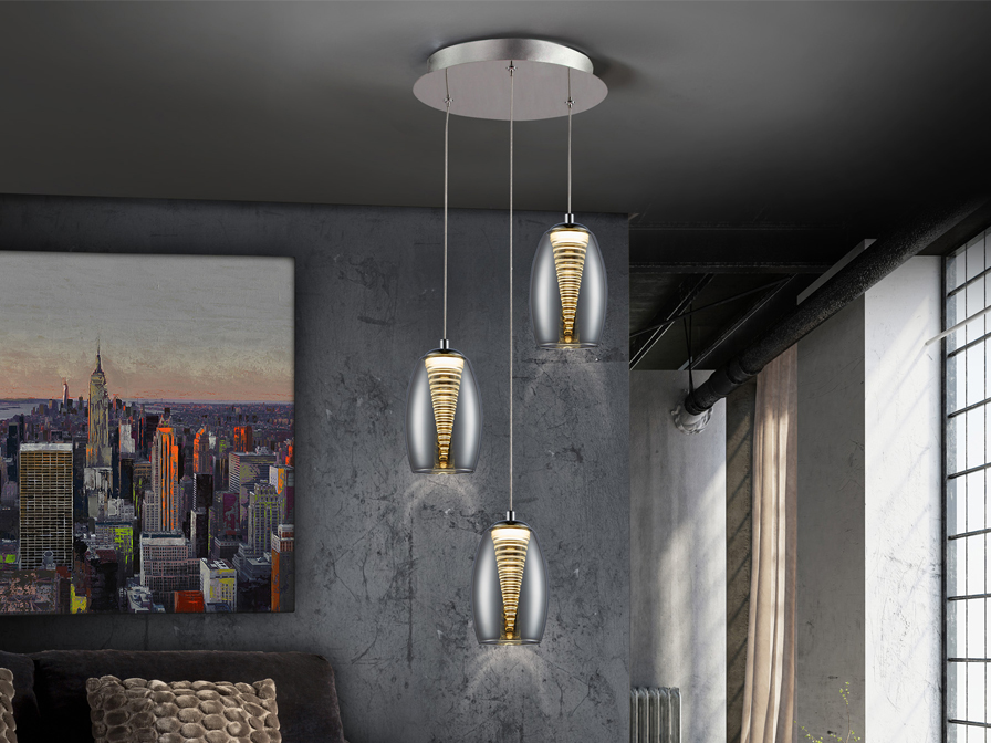 Schuller Lighting Pendants Nebula 584326  ·NEBULA· LAMP 3L. LED, CHROME