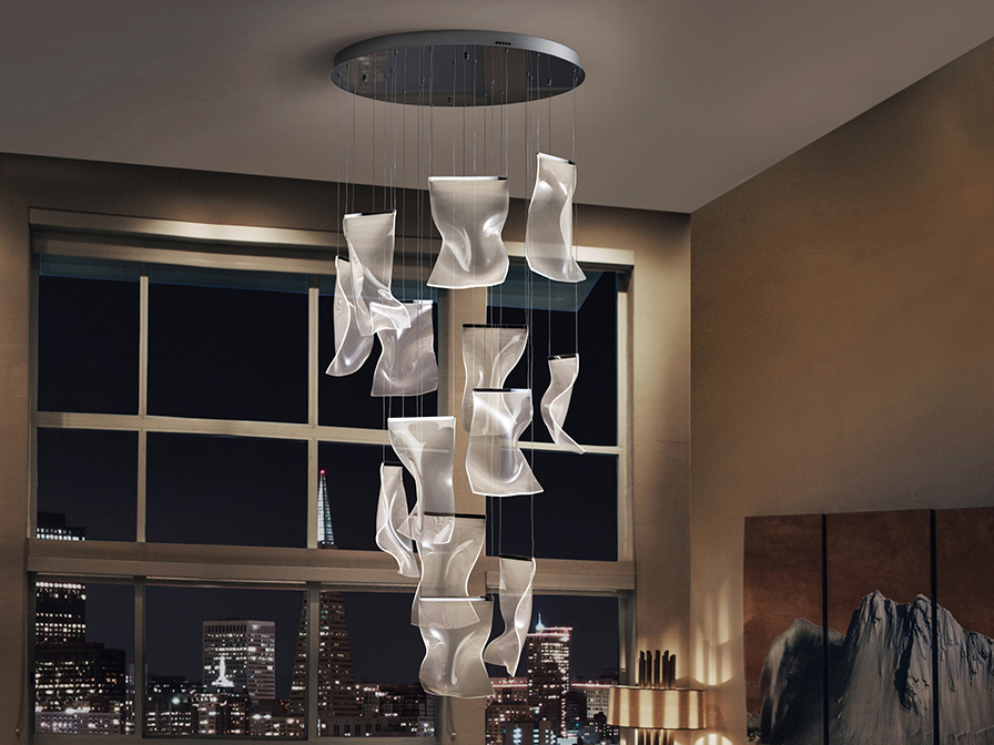 Schuller Lighting Pendants Velos 609647ND  ·VELOS II· LAMP 13L., CHROME, DIMMABLE