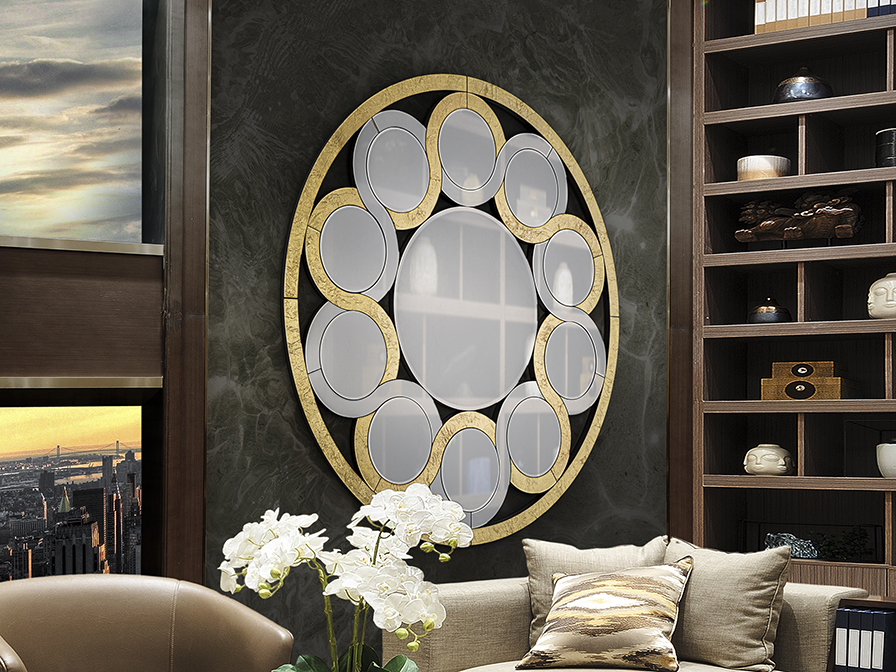 Schuller Decoration,mirrors and.. Glass mirrors Zendaya 619240  ·ZENDAYA· MIRROR, GOLD, Ø120