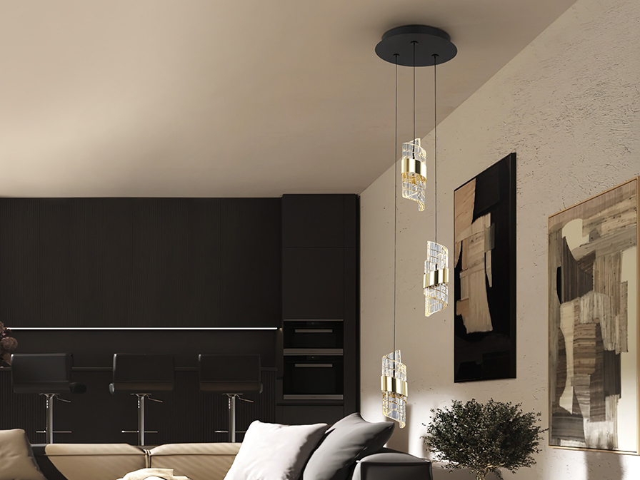 Schuller  Pendants Iliada 631622  ILIADA - LAMP 3L BLACK-GOLD