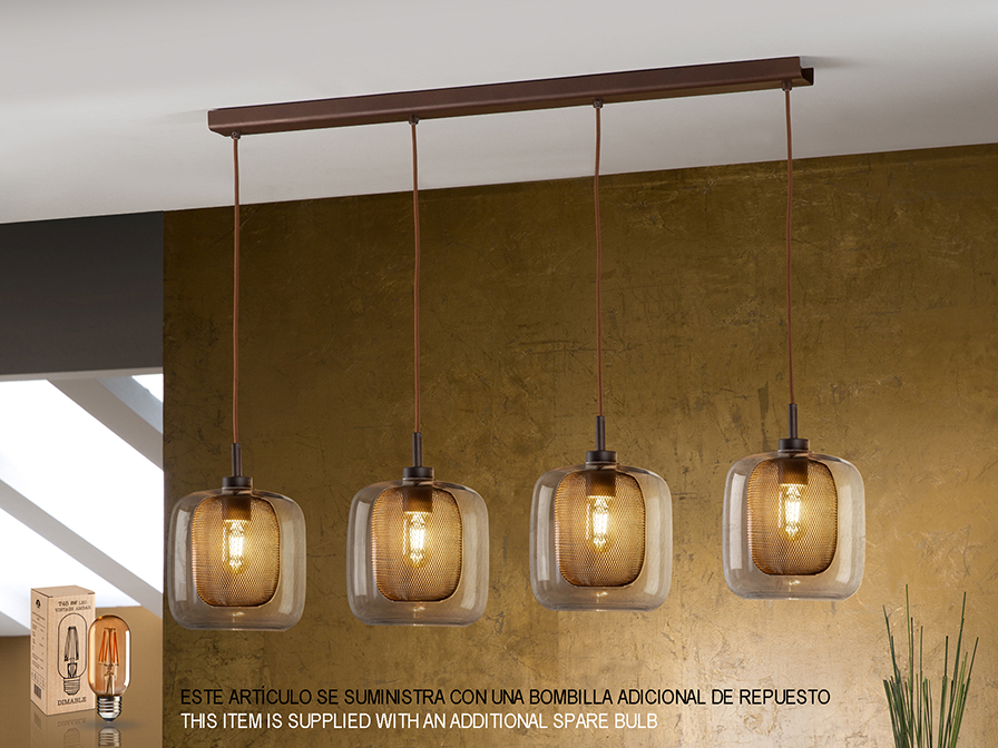 Schuller Lighting Pendants Fox 653422  ·FOX· CHOCOLATE PENDANT 4L.