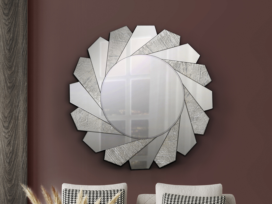 Schuller Furniture and decoration Glass mirrors Flavia 678322  ·FLAVIA· MIRROR Ø100 CM SILVER