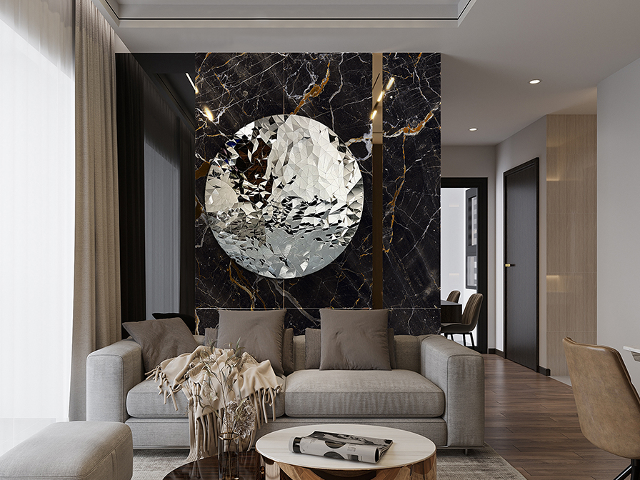 Schuller Decoration,mirrors and.. Bass-relieves Polyedric 687713  POLYEDRIC- STEEL BAS-RELIEF CHROMED