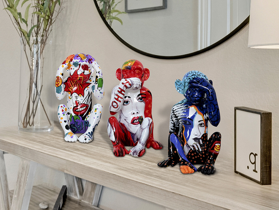 Schuller Decoration,mirrors and.. Decorative figures Monos Sabios 713863  MONOS SABIOS - SET 3 FIGURES, GRAFFITI