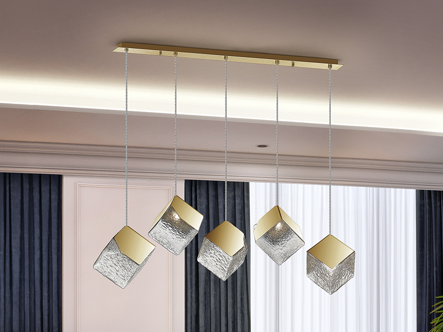 Schuller Lighting Pendants Priscila 720595  ·PRISCILA· LAMP 5L., GOLD