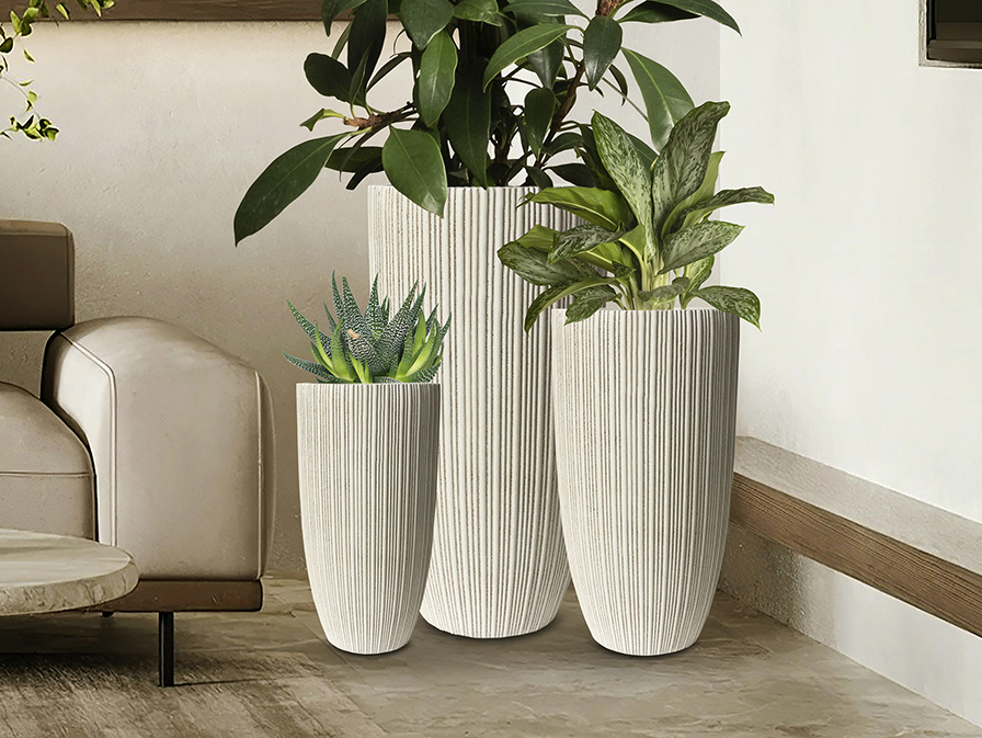 Schuller Decoration,mirrors and.. Flowerpots Terras II 835015  TERRAS II- SET 3 PLANTERS-BEIGE