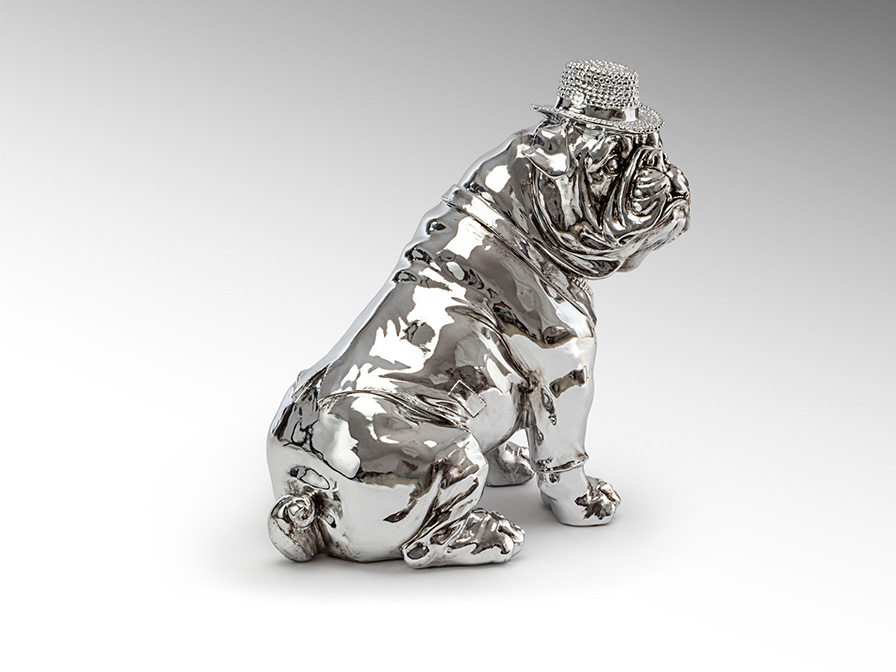 Schuller Furniture and decoration Decorative figures Bulldog Hat 841207  ·BULL DOG· CHROME FIGURE, MIDDLE SIZE