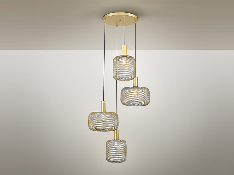 Schuller Lighting Pendants Osiris 910460  ·OSIRIS· ROUND LAMP 4L, GOLD