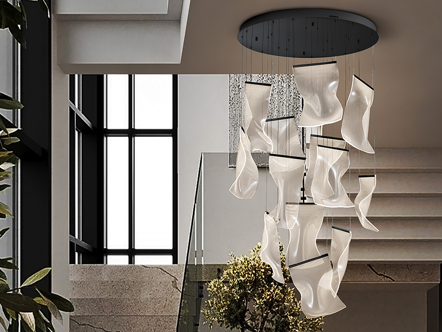 Schuller  Pendants Velos XXL609654D  ·VELOS II· LAMP 13L., MATT BLACK, DIMMAB